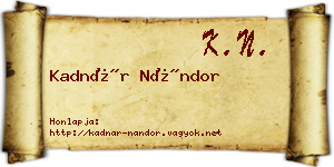 Kadnár Nándor névjegykártya