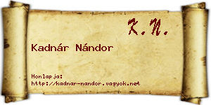 Kadnár Nándor névjegykártya